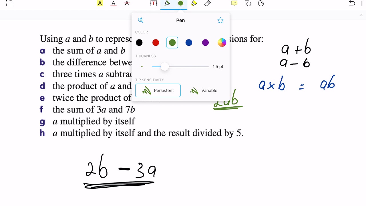 Words in Algebra - Beginning