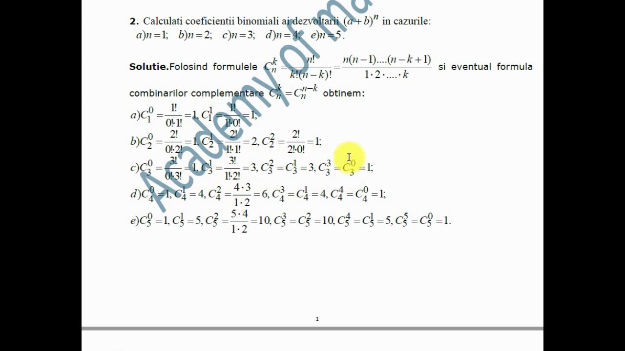 X-Algebra-Metode de numarare-Binomul lui Newton-Beginners level