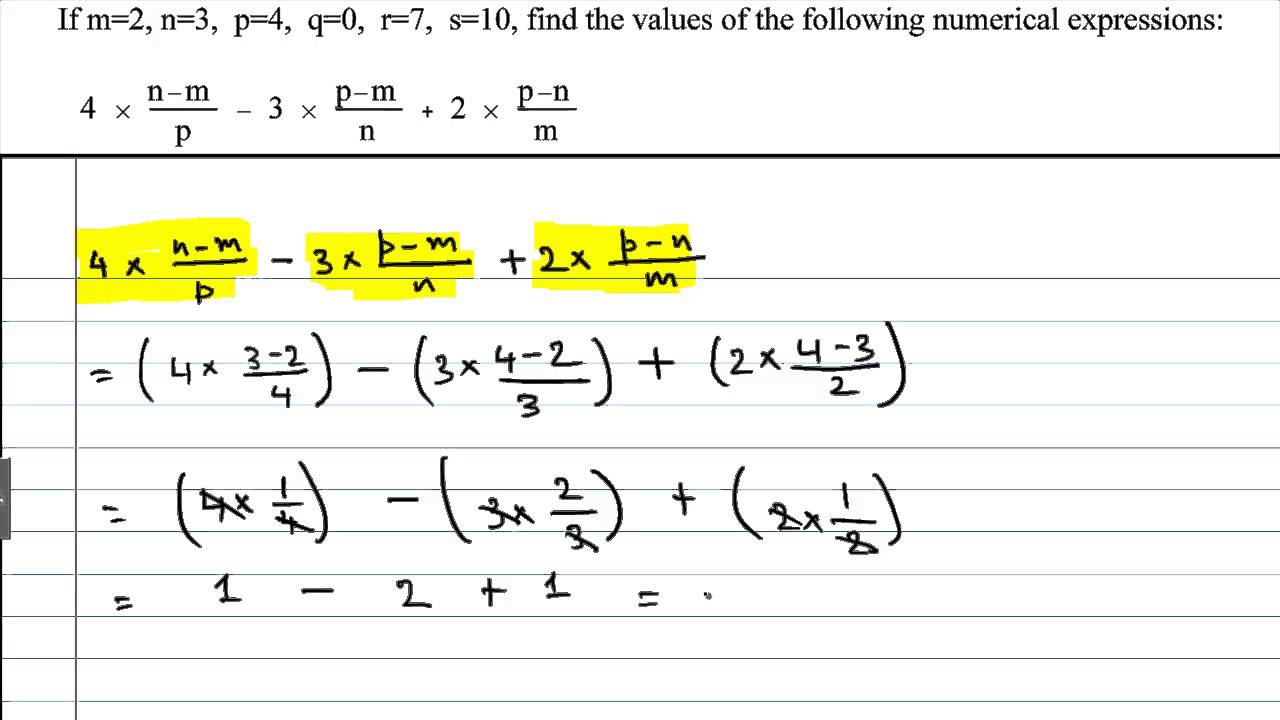 ALGEBRA FOR BEGINNERS: Numerical value Of Expressions Part 2
