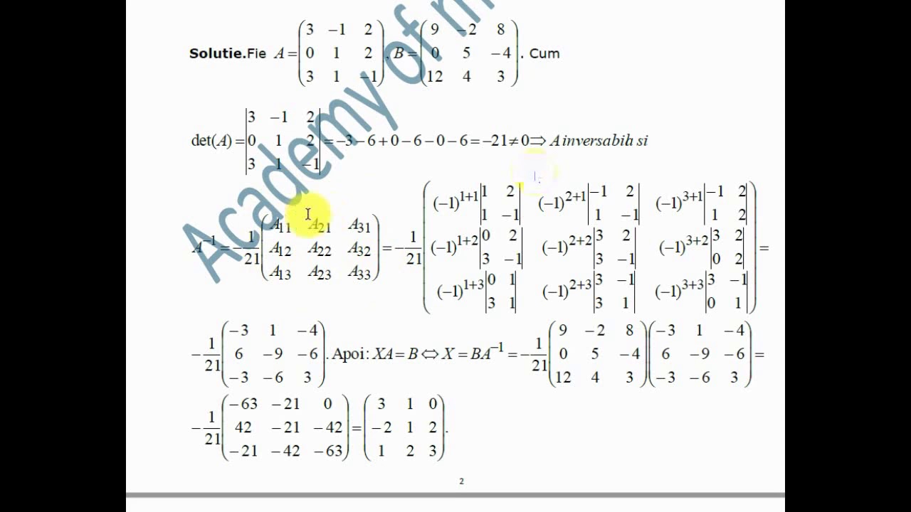 XI-Algebra-Ecuatii matriceale-Beginners