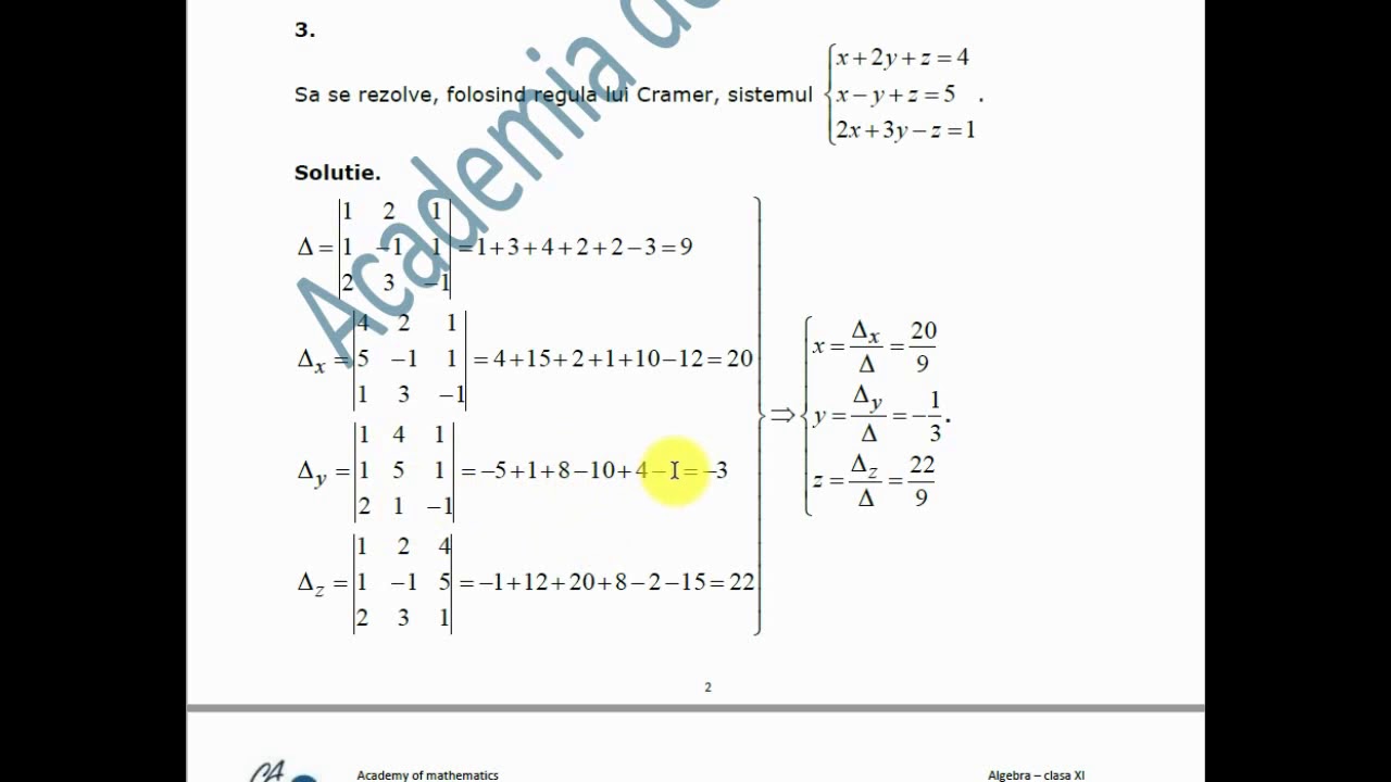 XI-Algebra-Sisteme de ecuatii liniare-Beginners