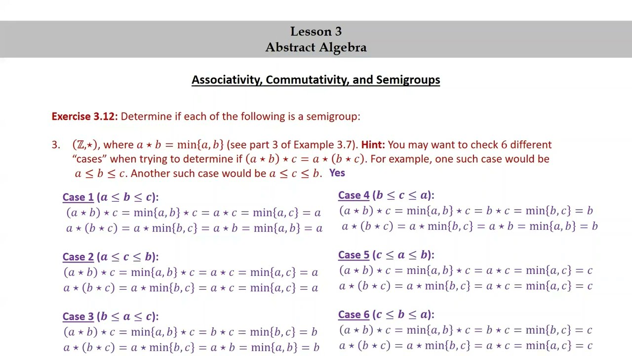 Pure Math for Pre-Beginners - Lesson 3 - Abstract Algebra - Part 2 - Associativity and Semigroups